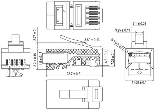 Enzo gembird modulaire plug 8p 8c rj45 zak a 100 stuks