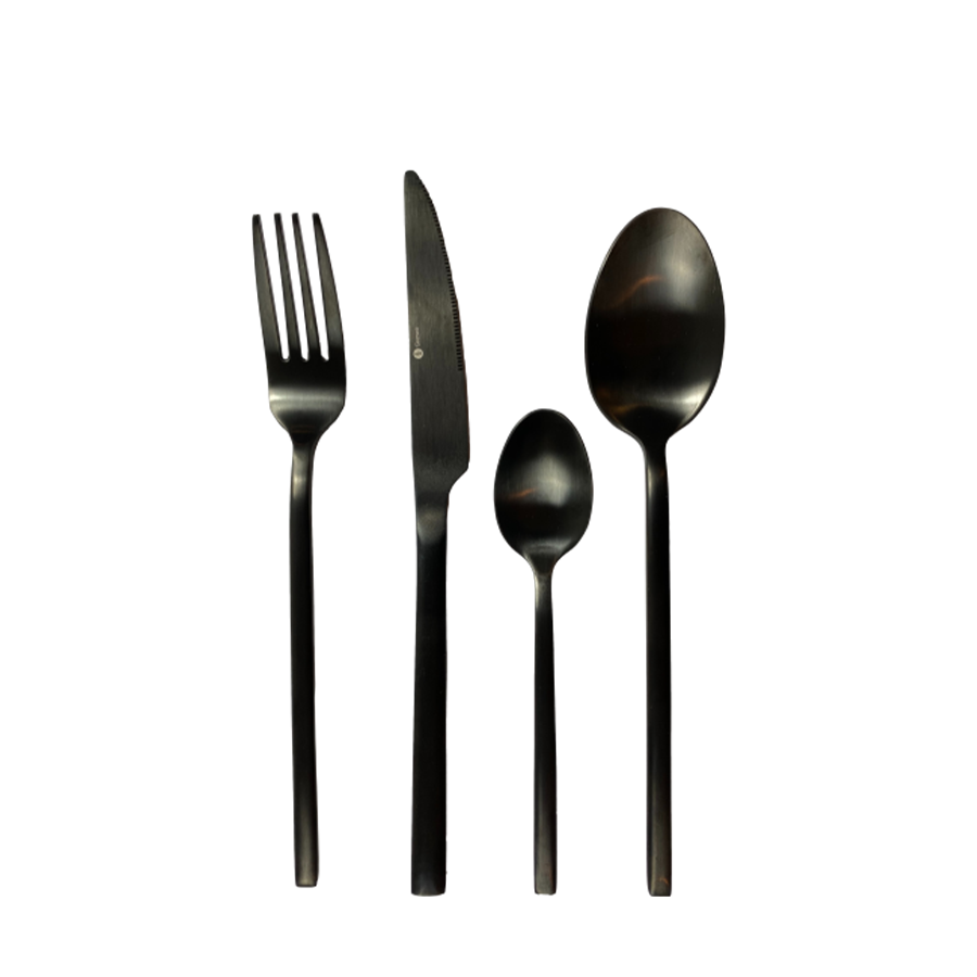 Set posate Gemeo rakin nero opaco 16 pezzi