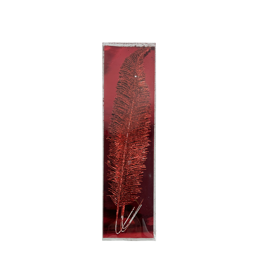 Piuma di ramo glitterata rossa 3 pezzi