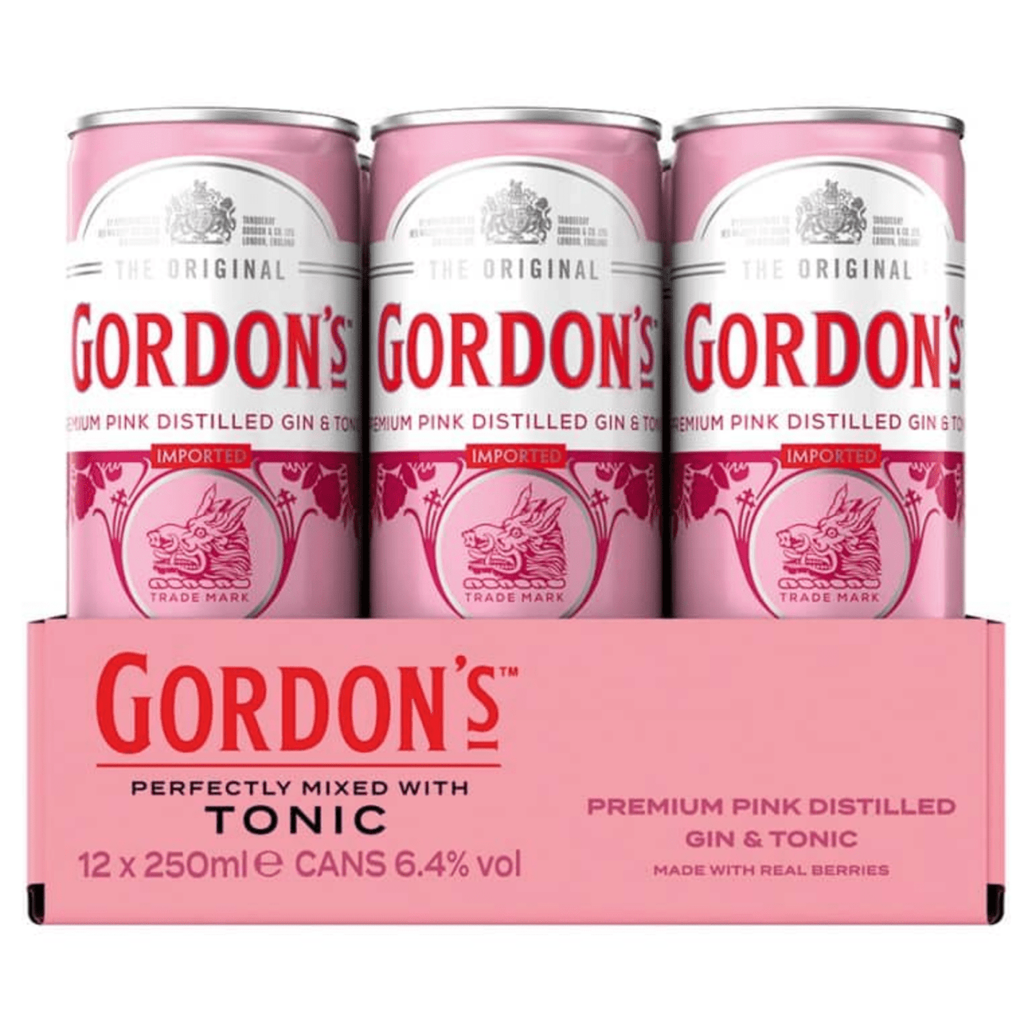 Lata de gin tonic rosa Gordon's (12x 25cl)