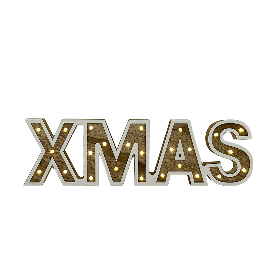 H s letras madera led navidad 25led 38cm