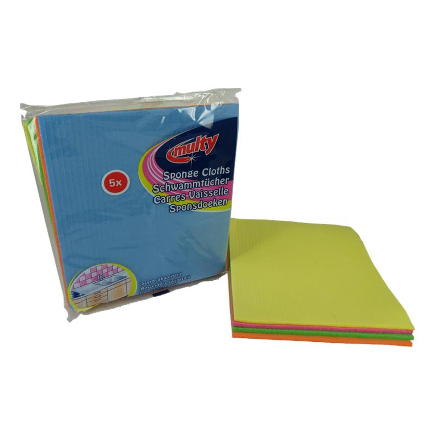 Panni spugna Multy, confezione da 5 pezzi 18x20cm