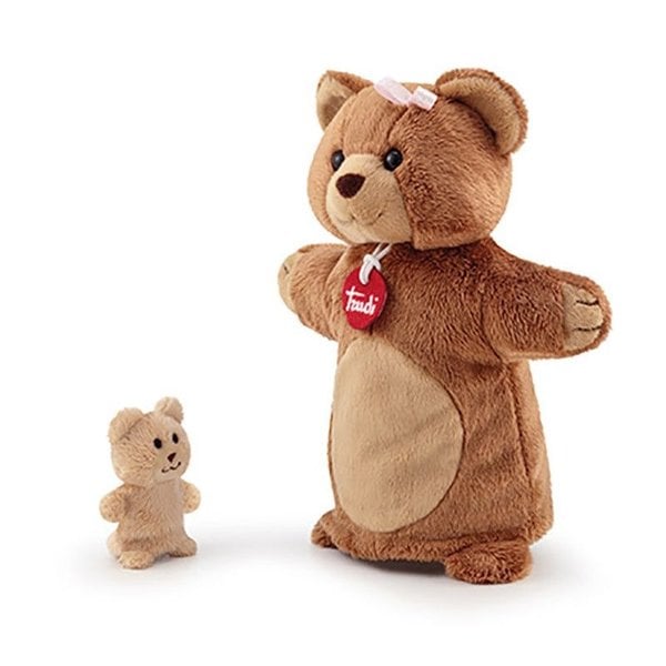 Orso burattino a mano con bambino 26 cm