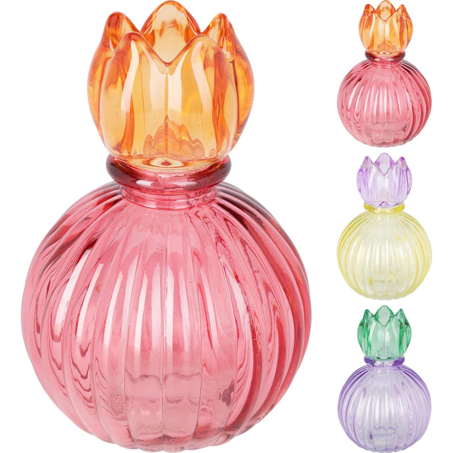 Portavelas de estilo hogareño con tulipán 3 culos. color