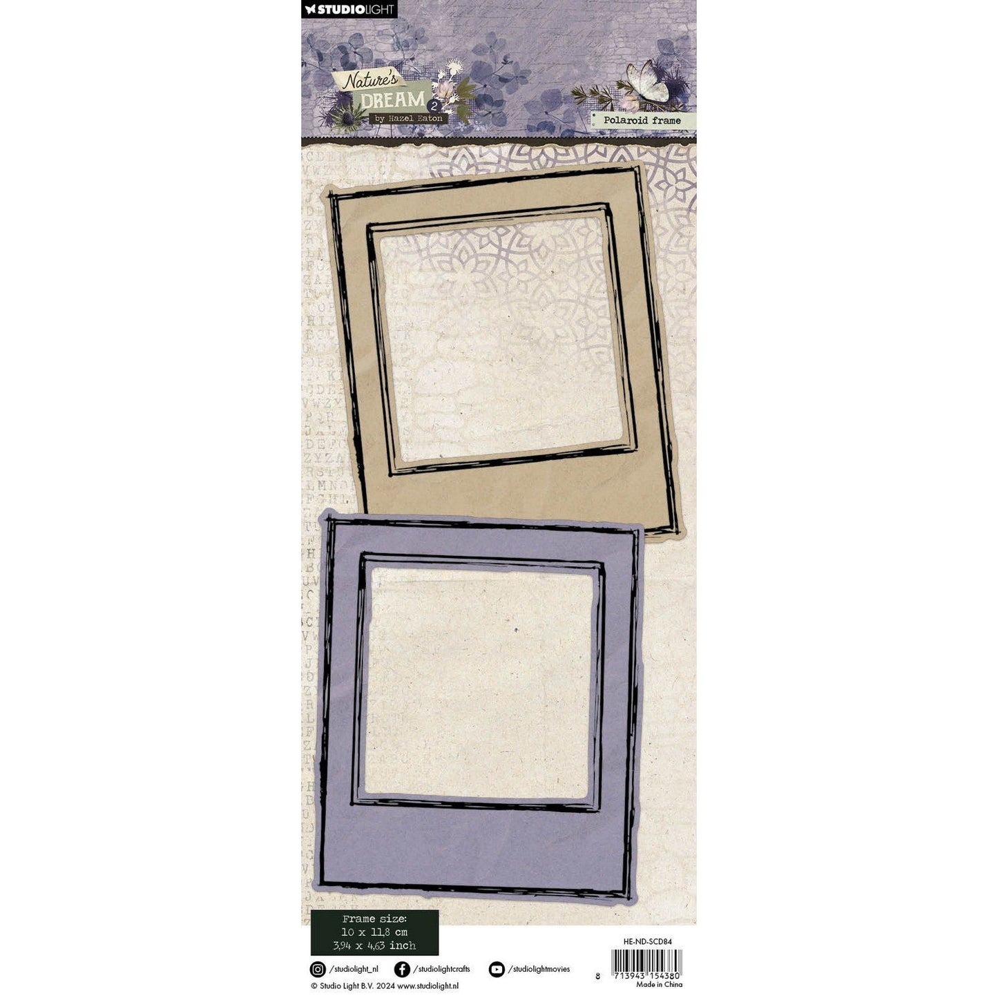 Luce da studio • cornice per polaroid fustellata con 2 timbri da sogno della natura