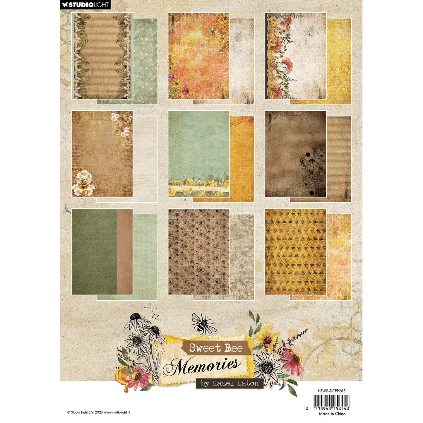 Luz de estudio • Fondo de bloc de papel con diseño de recuerdos dulces de abejas