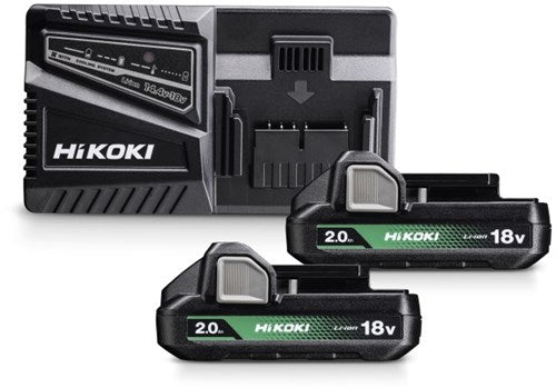 Alimentatore Hikoki uc18yfslwfz | 2 batterie da 2,0 ah 18 v bsl1820m | caricabatterie uc18yfsl uc18yfslwfz