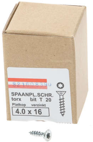 Tornillo para aglomerado Hoenderdaal galvanizado cabeza plana rosca completa torx tx20 4.0x16 | 200 piezas - 0206.01.24701