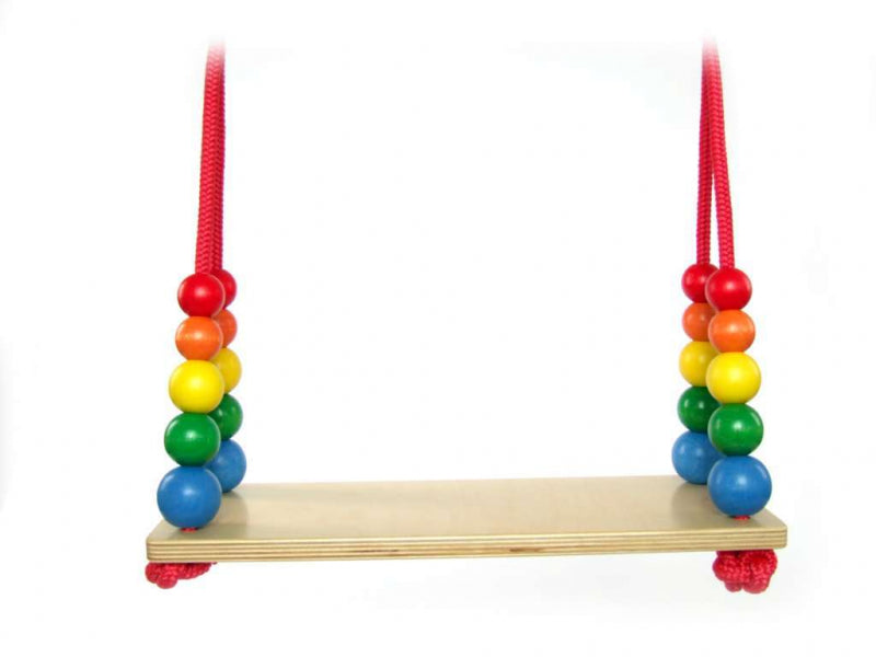 Altalena in legno Hess con perline (arcobaleno)