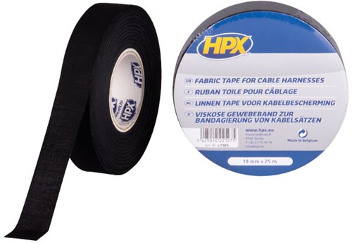 Cinta de lino Hpx para protección de cables | negro | 19 mm x 25 m - li1925 - li1925