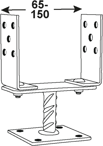 Soporte de poste Connex u en placa 65->150 vvz - hv4269