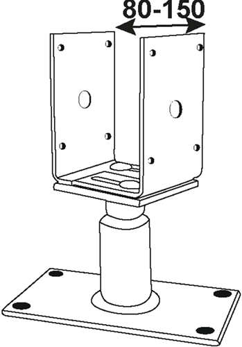 Soporte de poste Connex u en placa 80->150 vvz - hv4270