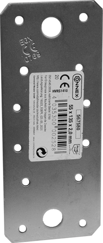 Connex verbindingplaat 135x55x2 rvs - hvrs1410