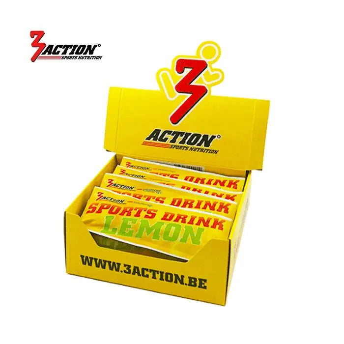 Bebida deportiva 3action limón sobres 30 gramos - caja expositora 25 piezas - 1202000001