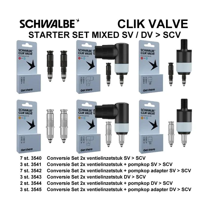 SCHWALBE STARTERSKIT CLIK VALVOLA BINNEN MIXATE (25st)