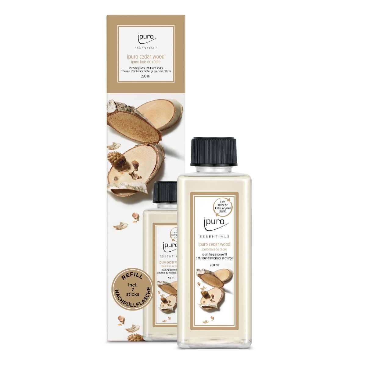 Ipuro geurdiffuser recarga de madera de cedro 200ml