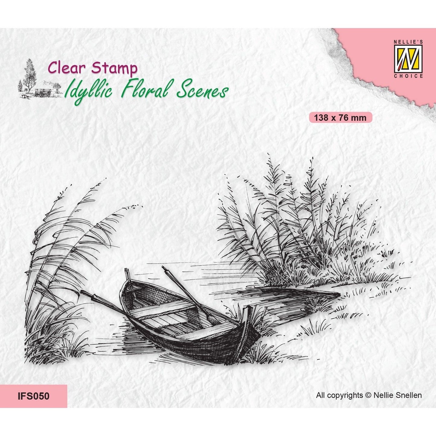 La elección de Nellie • Escenas florales idílicas Lago de sello transparente con bote de remos