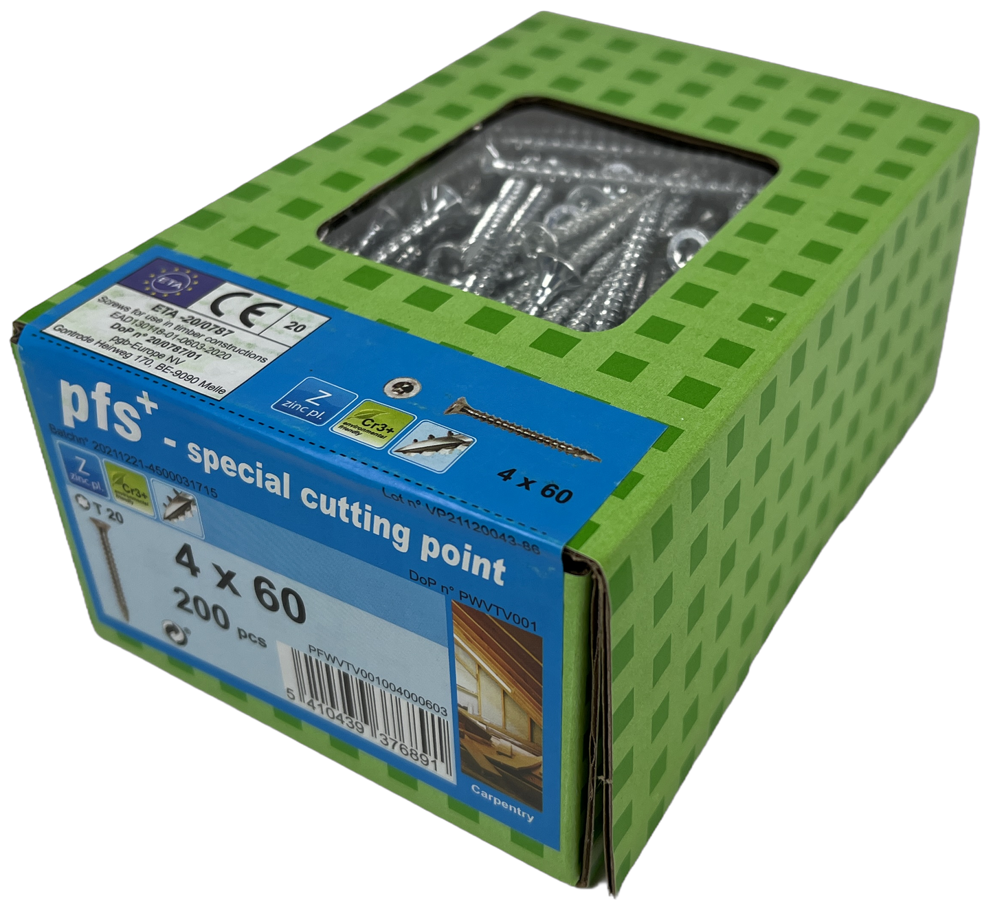 Pgb-Europa pfs+ | vite per truciolare pfs+ vzk-t ø 4,0x60 zn - 200 pezzi - pfwvtv001004000603