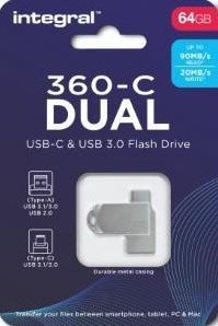 Memoria USB integral 64GB metálica dual USB-C y USB 3.0 - 9500285