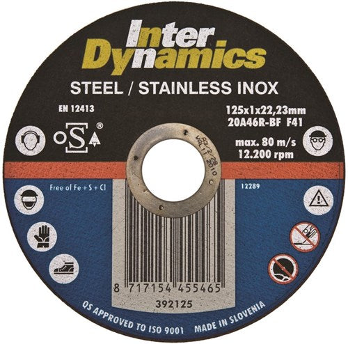 Disco de corte interdynamics 125x1mm acero inoxidable - 392125