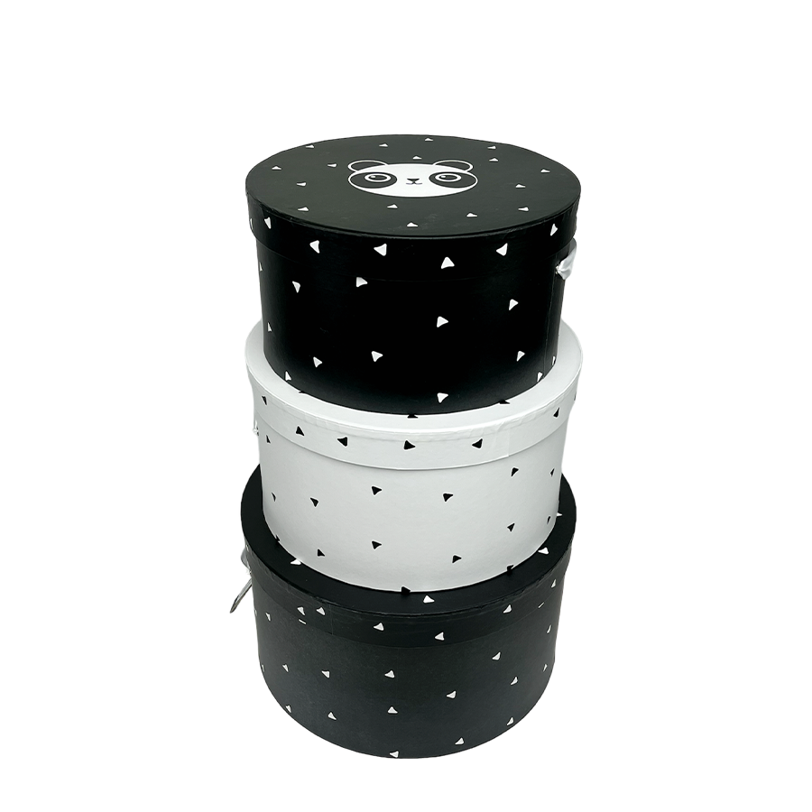 J-line cajas de almacenamiento panda ø32x18cm 3 piezas