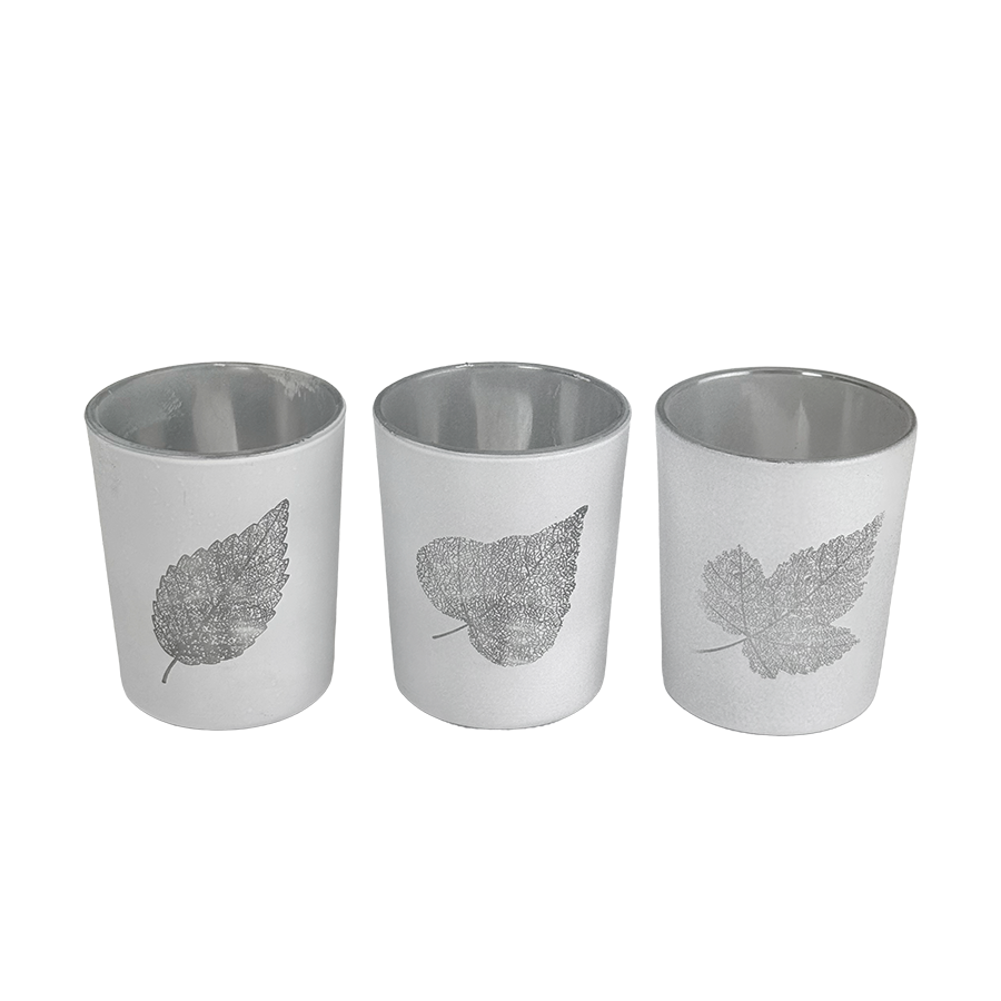 Set portacandele J-line piano in vetro ø6x7cm 3 pezzi