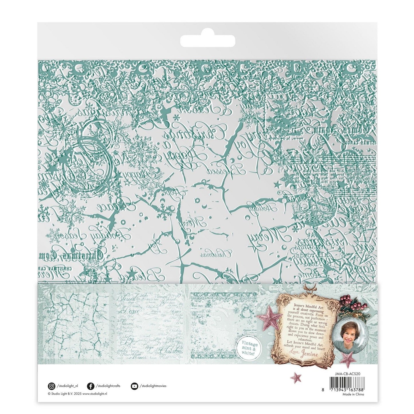 Luce da studio • Jenine's Mindful Art Christmas Blush, fogli di acetato bianco menta vintage