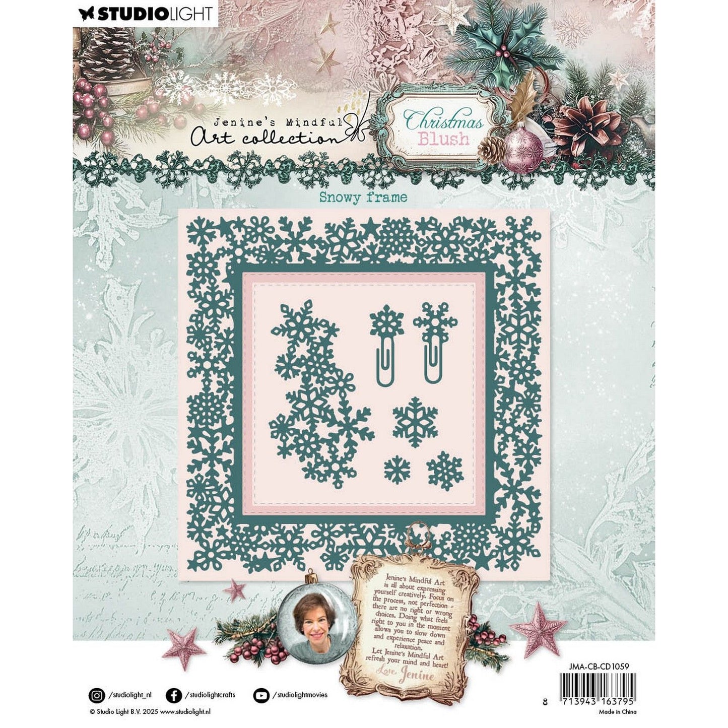 Luz de estudio • Jenine's Mindful Art Christmas Blush troquelado marco nevado