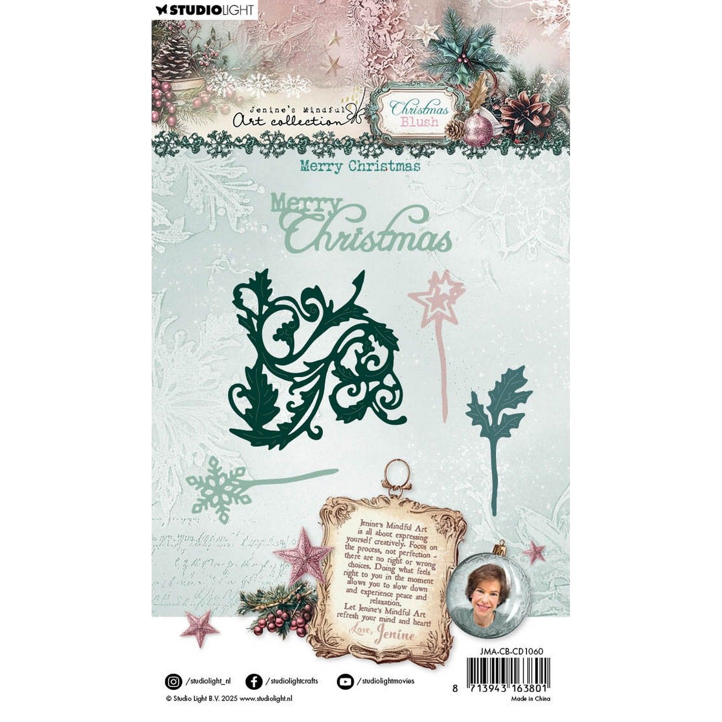 Luz de estudio • troquel de corte de rubor navideño de arte consciente de jenine feliz navidad