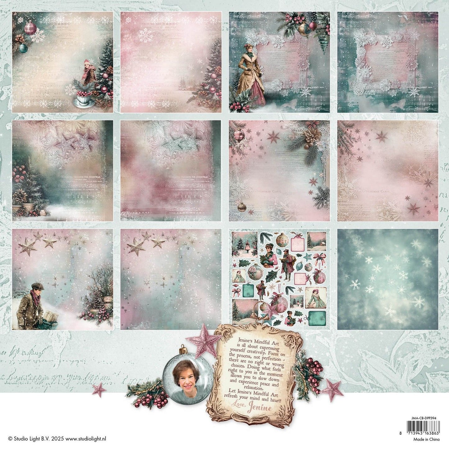 Studio light • jenine's mindful art christmas blush designer paper pad scrapbooking fronte-retro