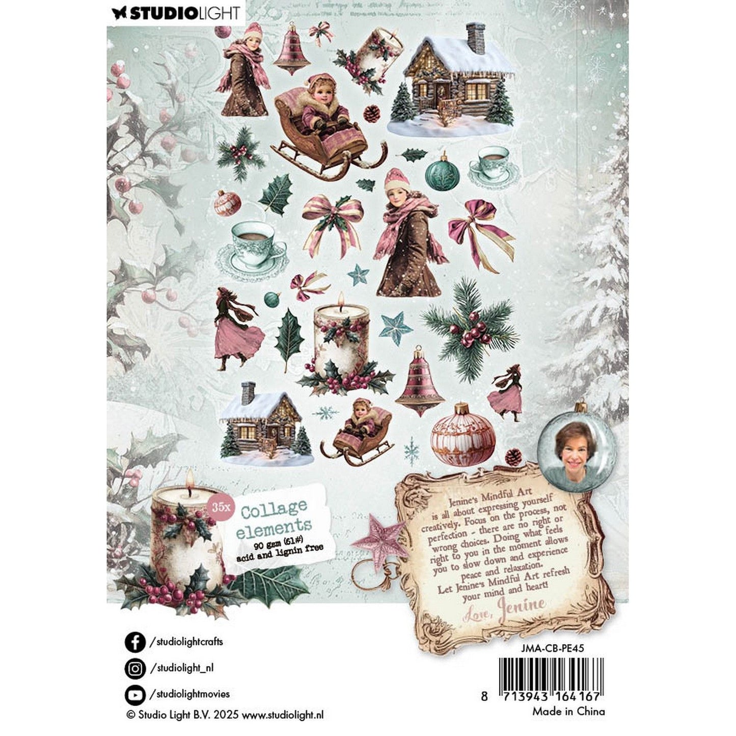 Luz de estudio • elementos de papel rubor navideño del arte consciente de jenine 35 elementos de collage