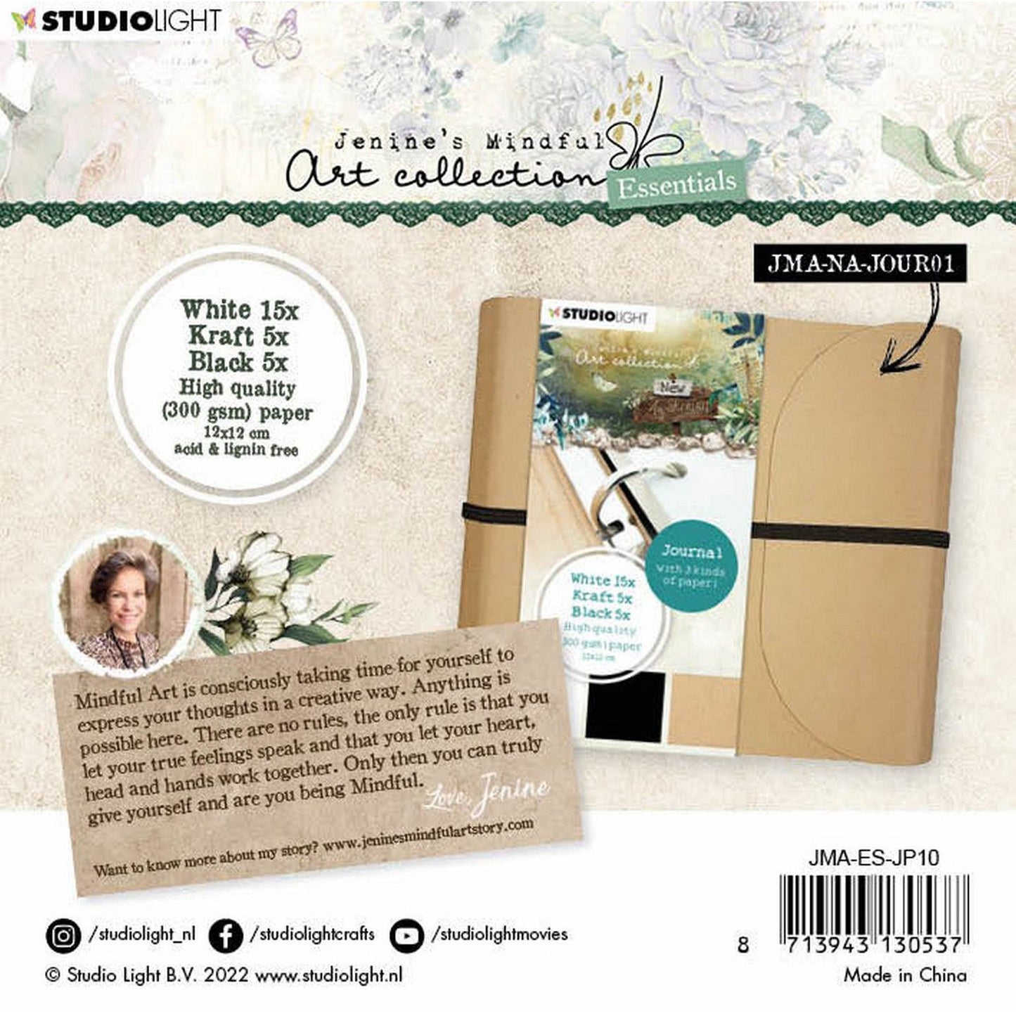 Luce da studio • ricarica Mindful Art di Jenine per il nuovo diario del risveglio in kraft bianco nero