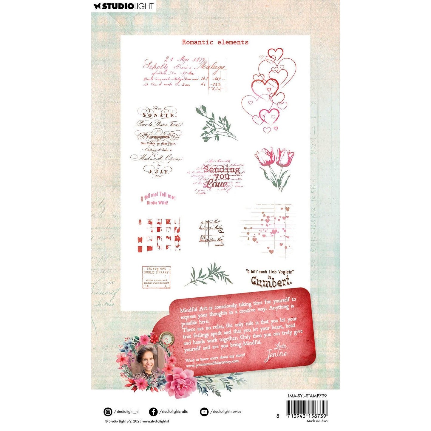 Luz de estudio • Los sellos transparentes de arte consciente de Jenine te envían elementos románticos de amor.