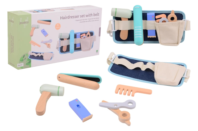 Jouéco - set de peluquería con cinturón de peluquería (6 piezas)