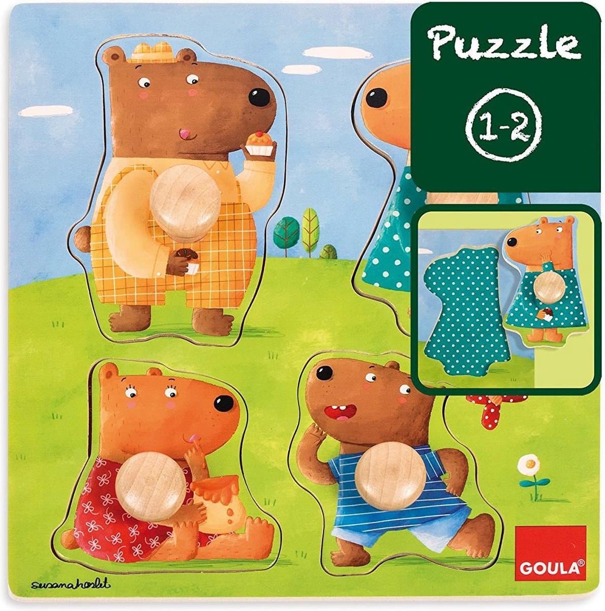 I pulsanti di Goula puzzle con 4 orsi