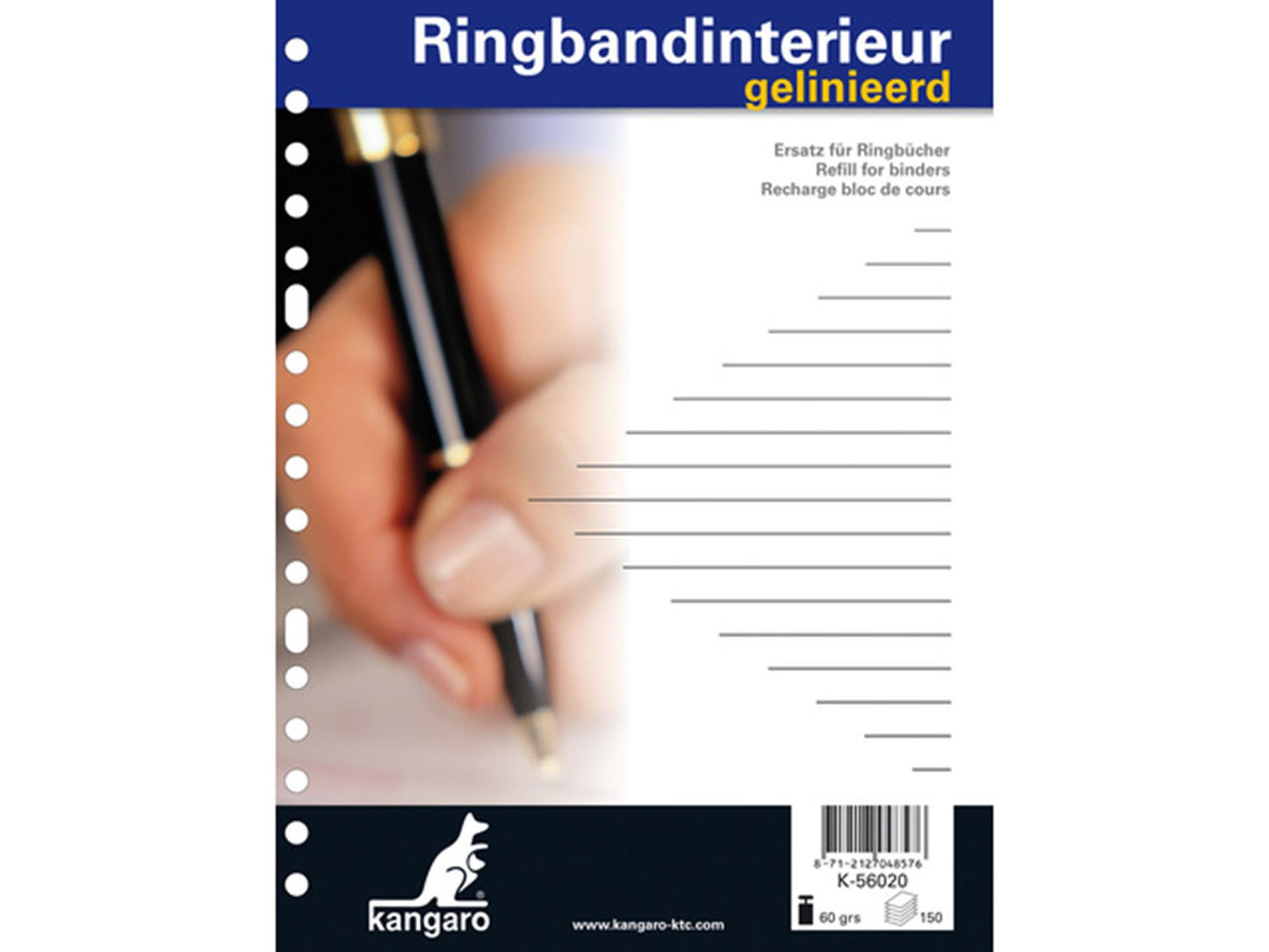 Raccoglitore ad anelli Kangaro interno a5 17r a righe