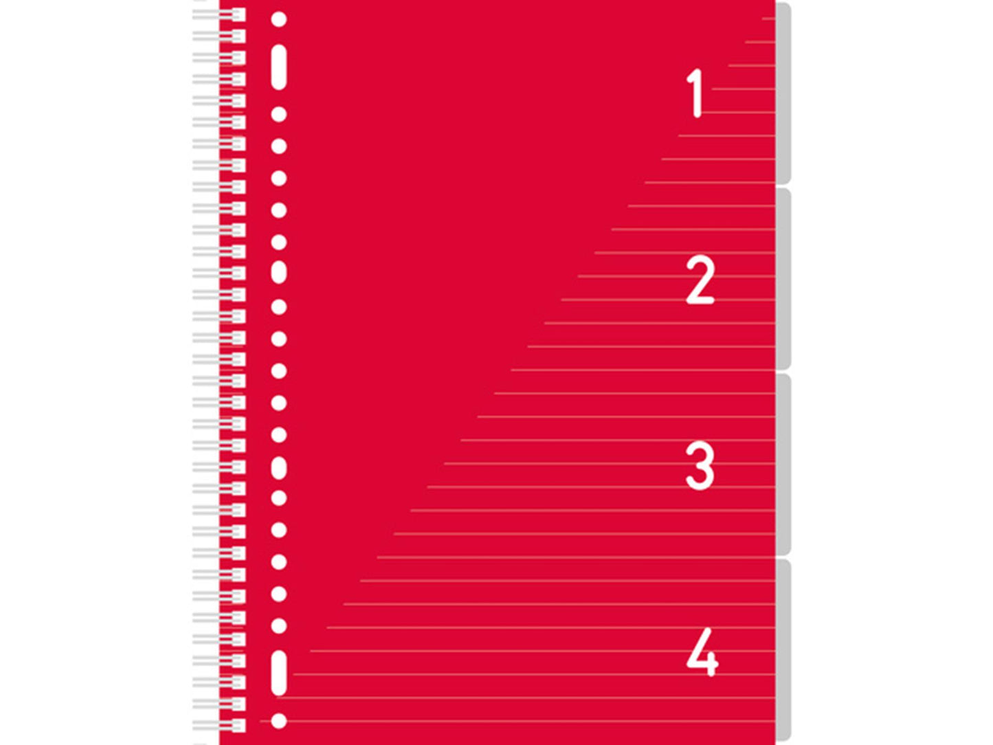 Blocco note A4 Kangaro 4 in 1, a righe rosse