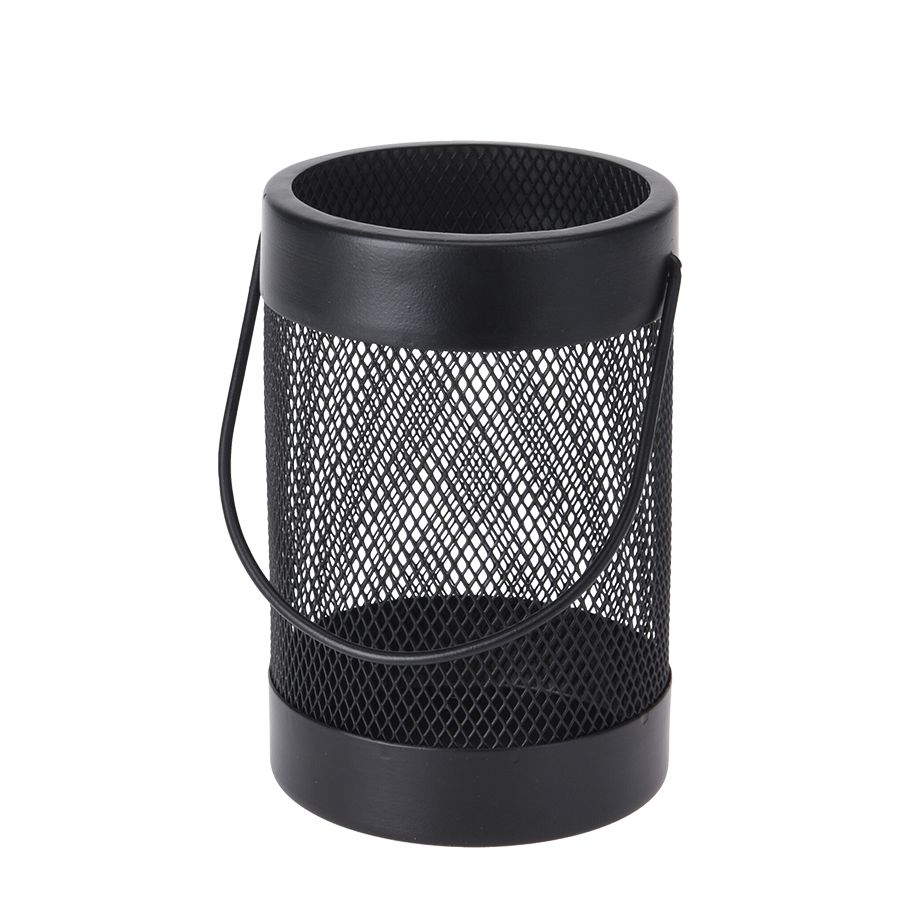 Portavelas metal negro 15,5cm