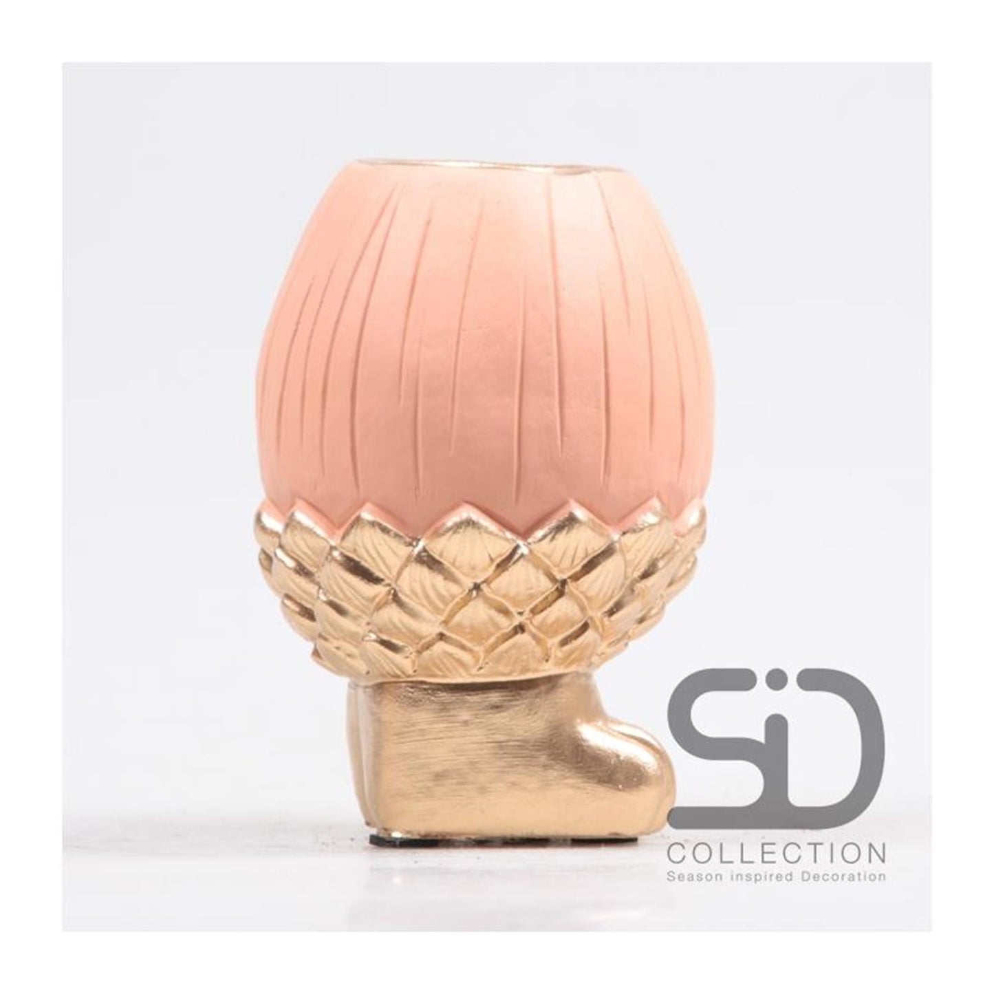 Jarrón decorativo inspirado en la temporada bellota con pie 13 cm beige rojo