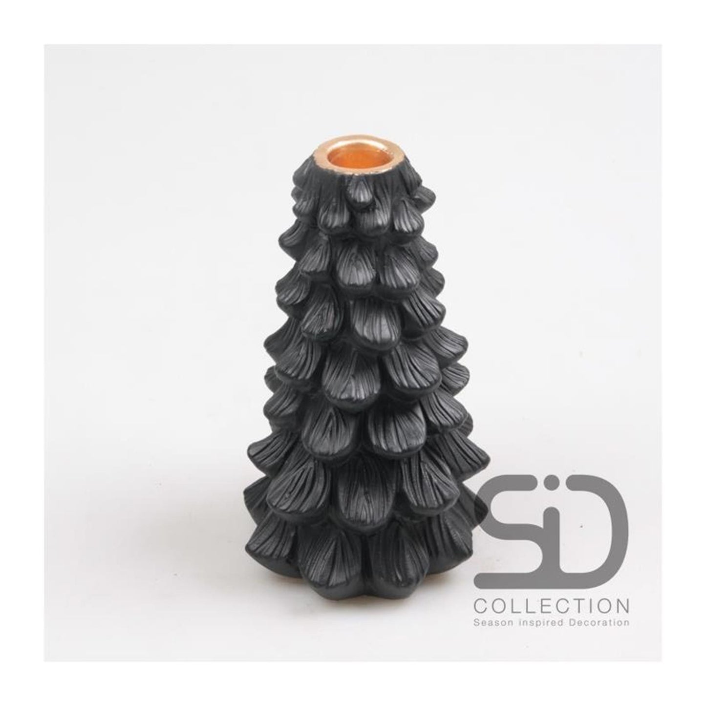 Candelabro decorativo inspirado en la temporada Árbol de Navidad 11x11x19 negro