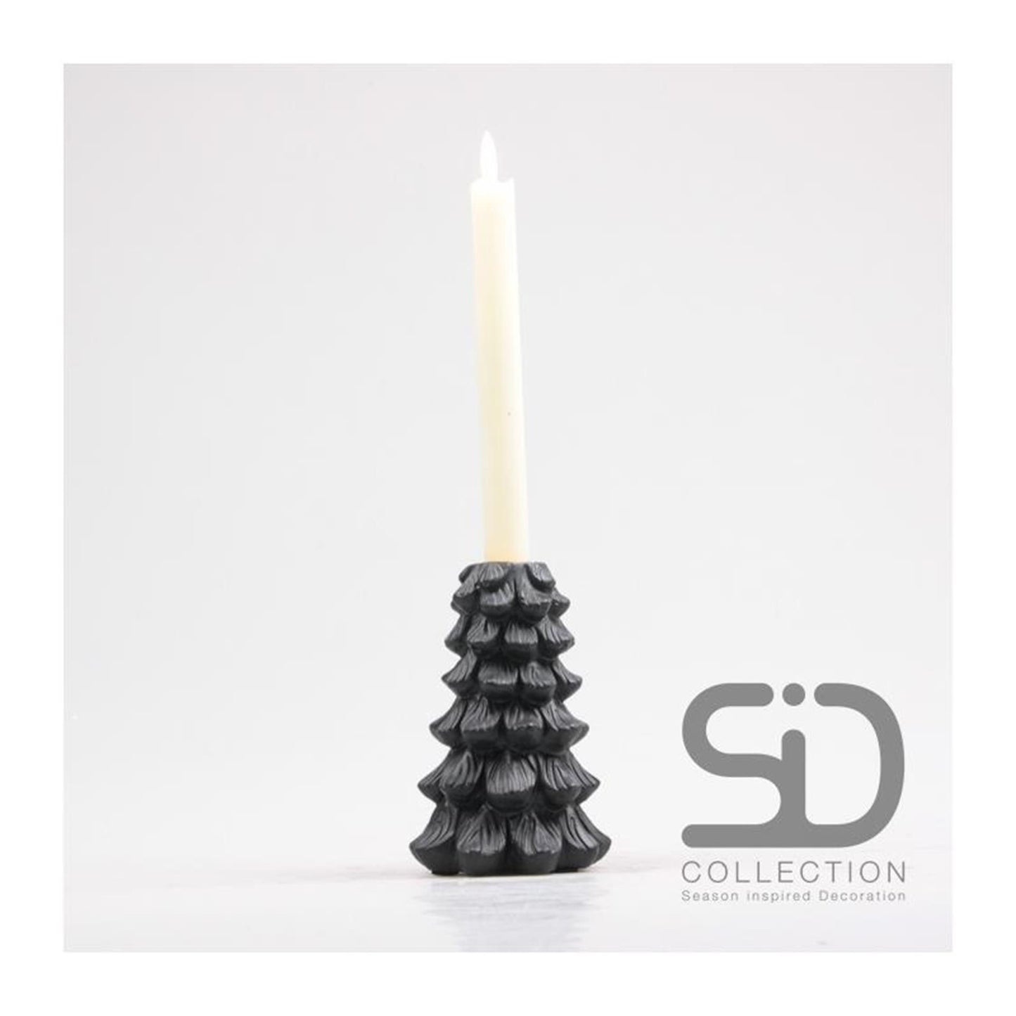 Candelabro decorativo inspirado en la temporada Árbol de Navidad 10x10x15 negro