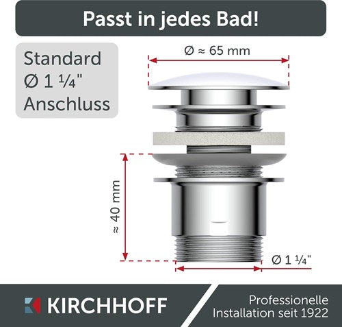 Desagüe universal para lavabo Kirchhoff, emergente 1 1 4 (5 4 ) | cromo - 98807330