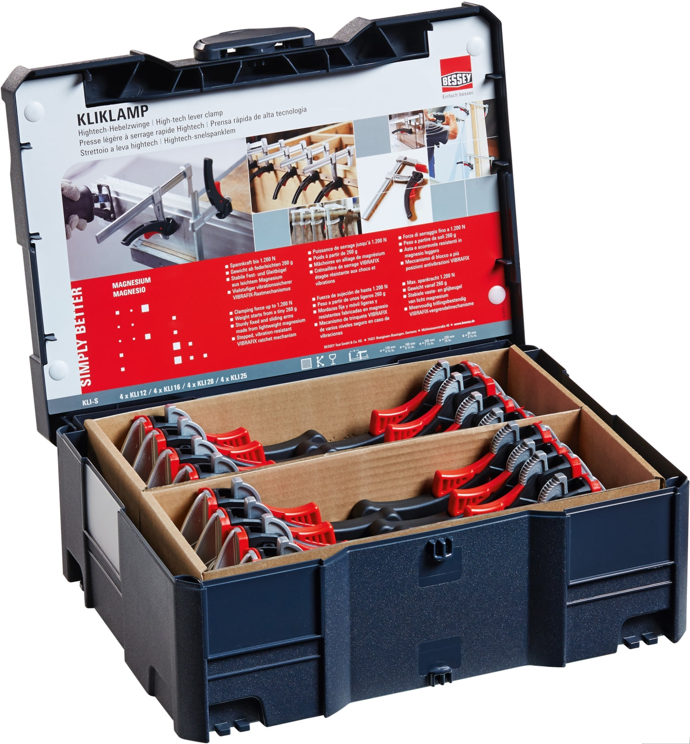 Abrazaderas para lámpara Bessey click en systainer | 16 piezas - bardana