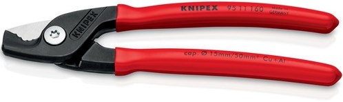 Cortacables Knipex | longitud 160 mm funda de plástico | 1 pieza - 95 11 160 - 95 11 160