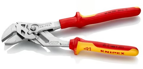 Alicates para llaves Knipex | longitud 250 mm envergadura 46 mm | carcasas cromadas de varios componentes | vde | 1 pieza - 86 06 250 - 86 06 250