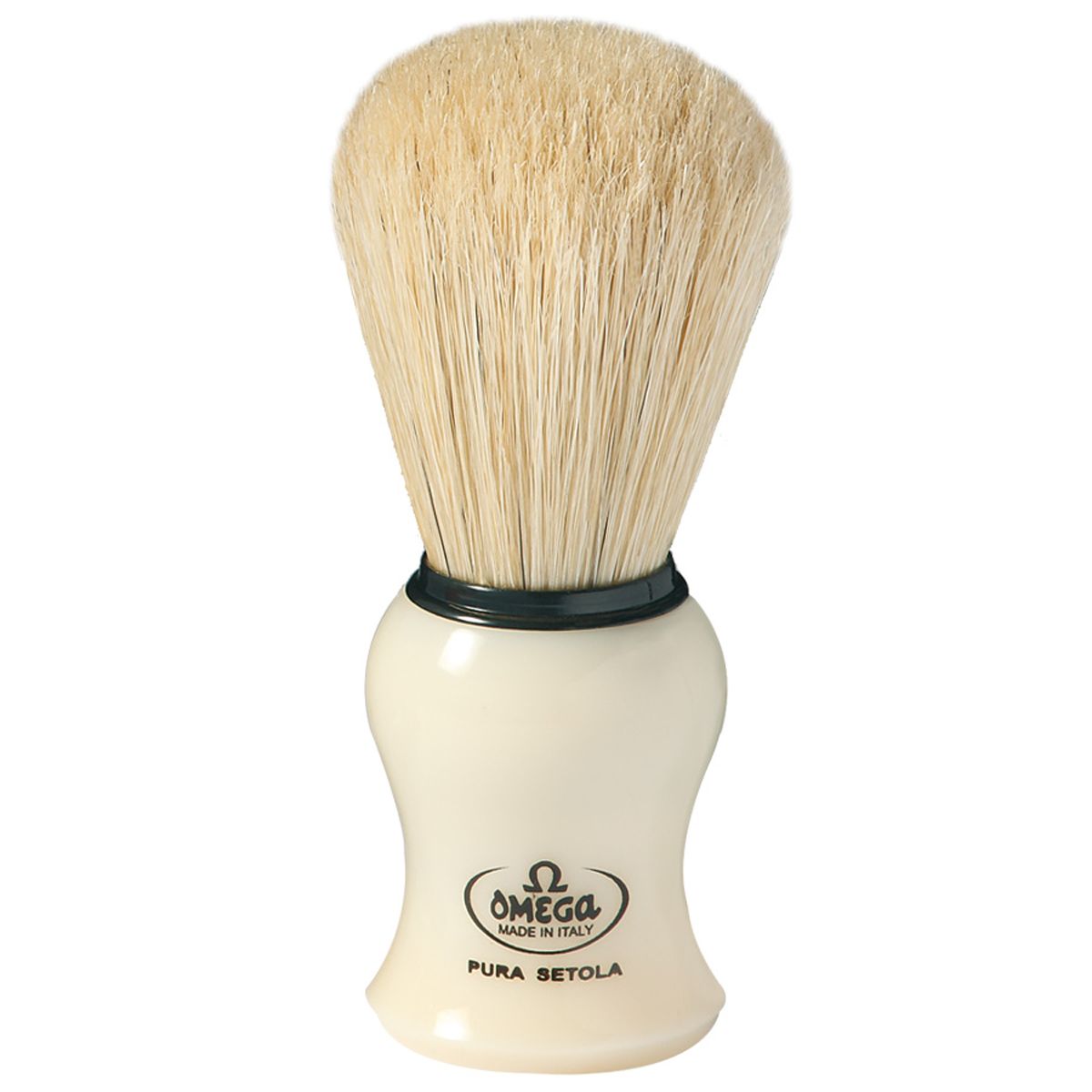 Pennello da barba Omega manico crema in setola di maiale 10,5 cm