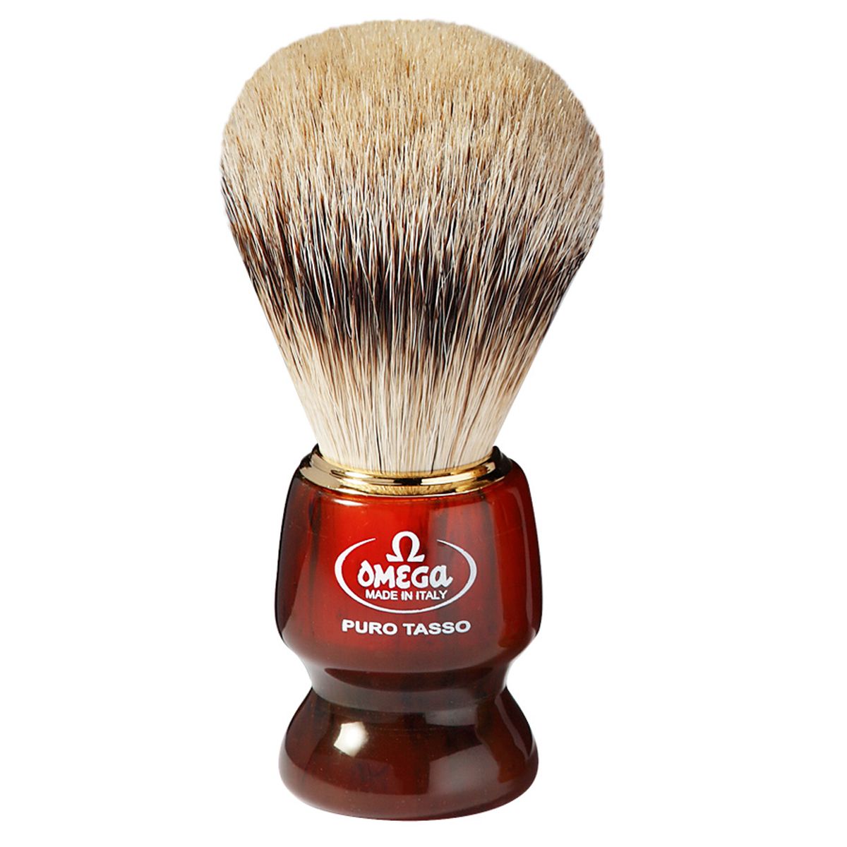 Pennello da barba Omega 100% resina super tasso manico rosso marrone 9 cm