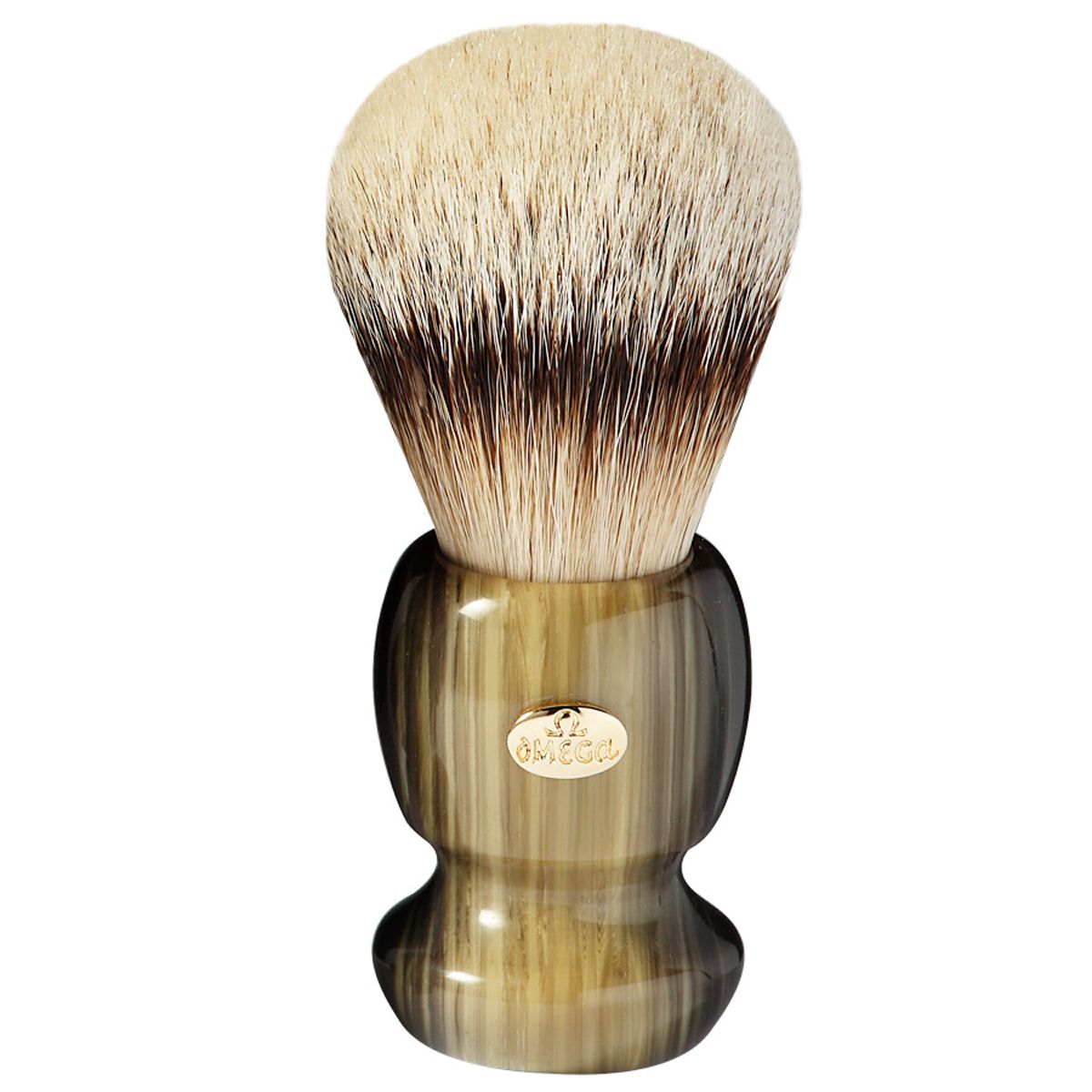 Brocha de afeitar omega 100% resina super tejón mango verde 12cm