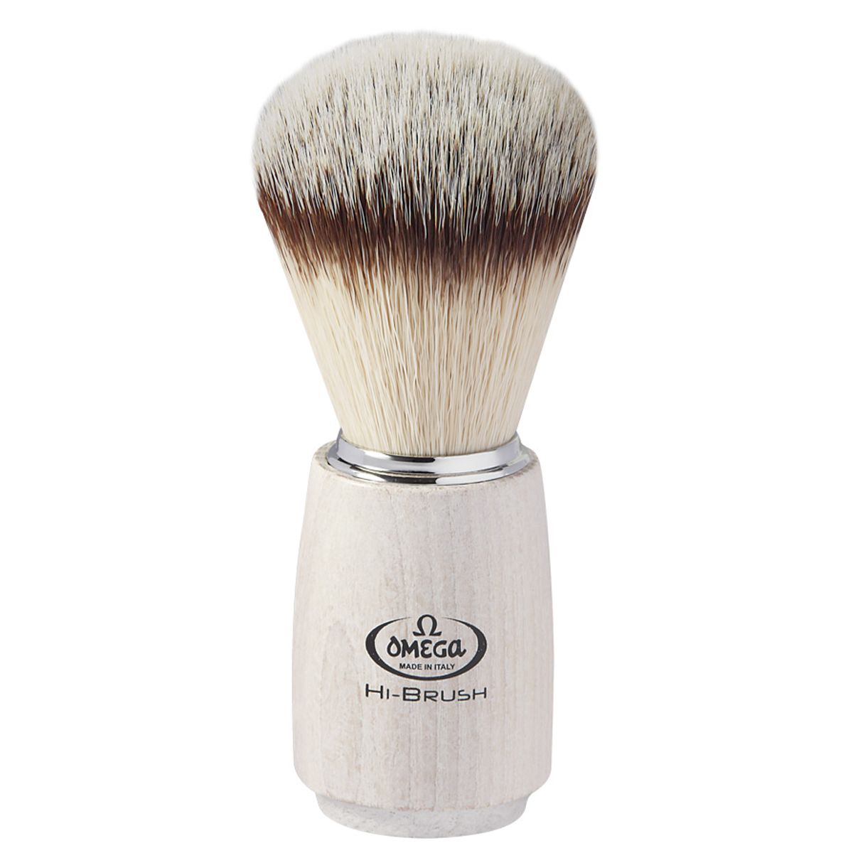 Brocha de afeitar omega hi-brush pelo sintético efecto pelo de tejón mango madera de fresno 11,5cm