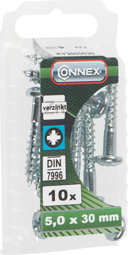 Connex houtschroef bolk 5.0x30 10st vz - ky3055030